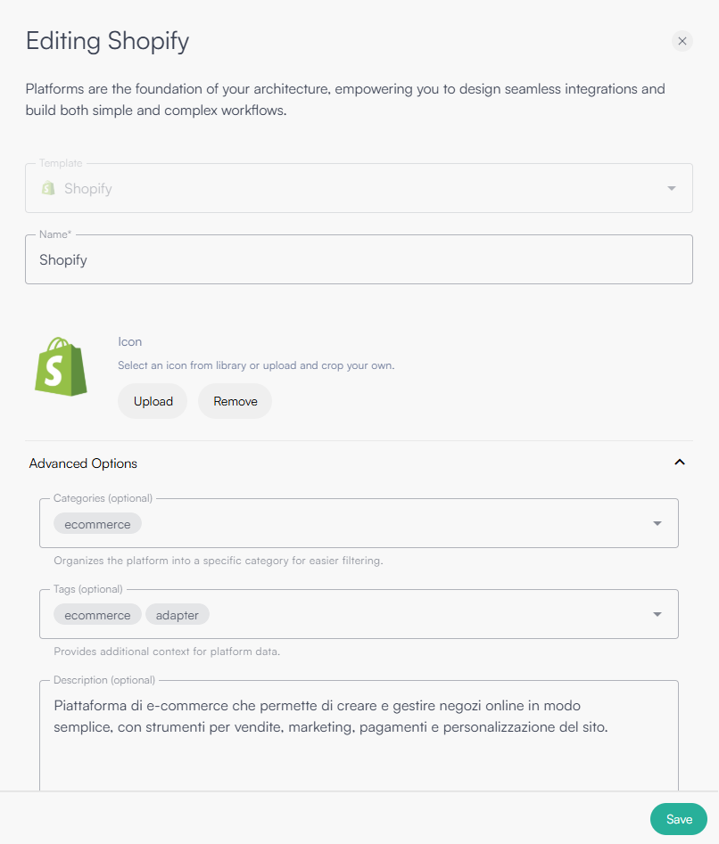Configurazione piattaforma 